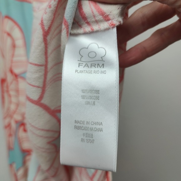 Farm Rio Floral Print Midi Dress Womens Medium Red Blue Button Front Bohemian - Picture 10 of 11